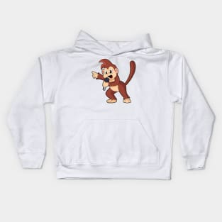 Monkey as Singer with Microphone Kids Hoodie